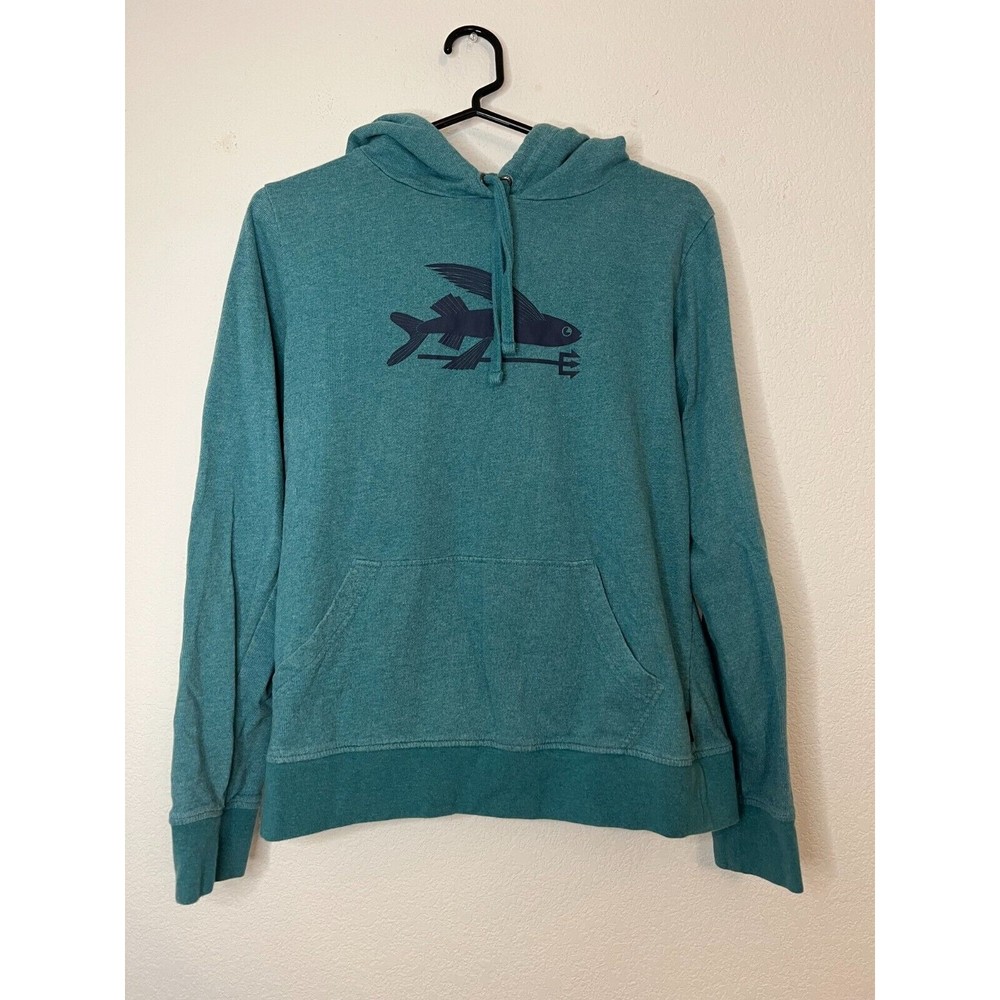 Patagonia Sweatshirt Hoodie Flying Fish Mens Size Medium Blue Graphic